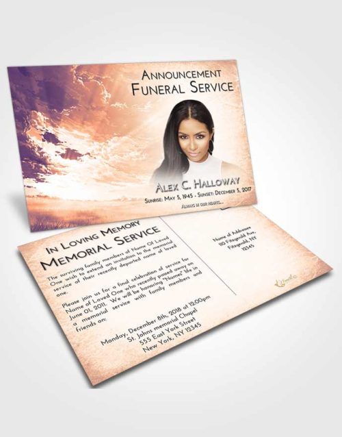 Funeral Announcement Card Template Lavender Sunset Sunset Mystery