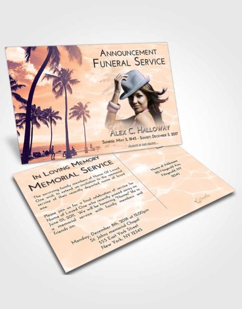 Funeral Announcement Card Template Lavender Sunset Tropical Breeze