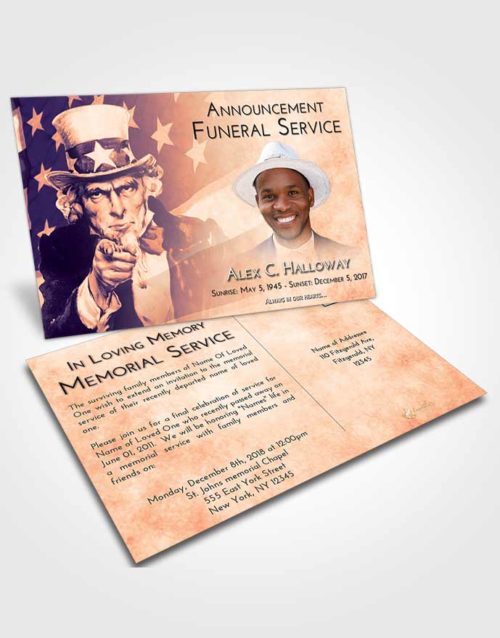 Funeral Announcement Card Template Lavender Sunset Uncle Sam