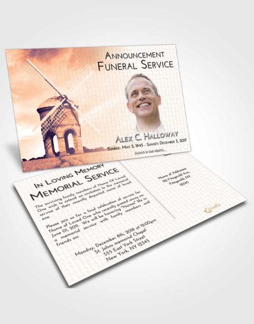 Funeral Announcement Card Template Lavender Sunset Windmill of Honor