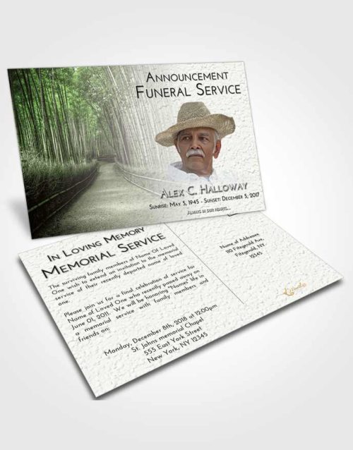 Funeral Announcement Card Template Loving Bamboo Forest