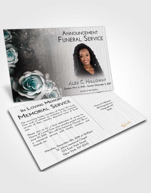 Funeral Announcement Card Template Loving Embrace Flowering Garden