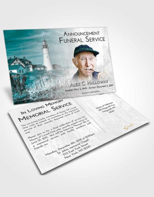 Funeral Announcement Card Template Loving Embrace Lighthouse Journey