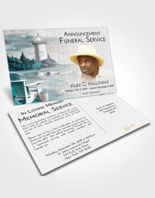Funeral Announcement Card Template Loving Embrace Lighthouse Laughter