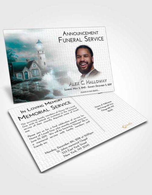 Funeral Announcement Card Template Loving Embrace Lighthouse Lookout