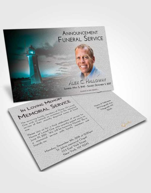 Funeral Announcement Card Template Loving Embrace Lighthouse Magnificence