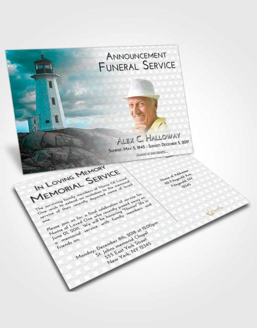 Funeral Announcement Card Template Loving Embrace Lighthouse Safety