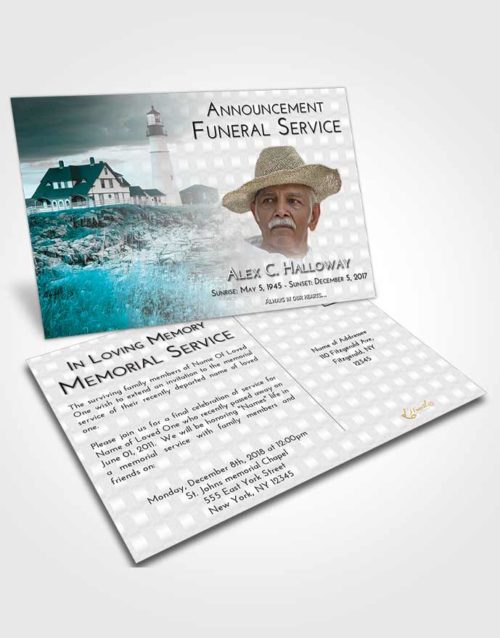 Funeral Announcement Card Template Loving Embrace Lighthouse Secret