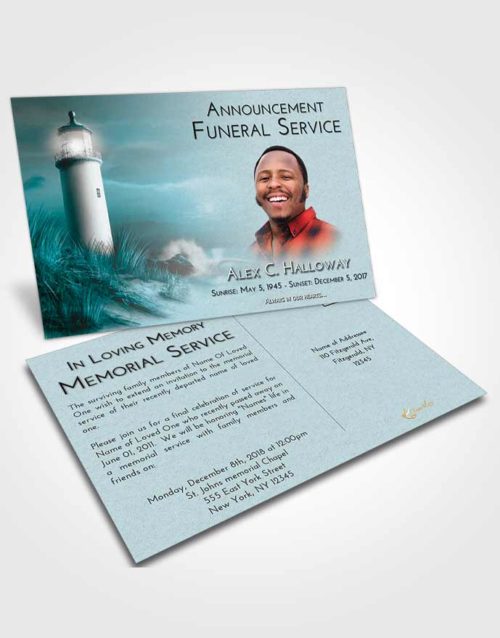 Funeral Announcement Card Template Loving Embrace Lighthouse Serenity