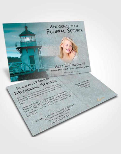 Funeral Announcement Card Template Loving Embrace Lighthouse Surprise