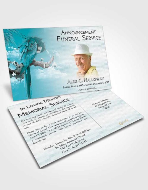 Funeral Announcement Card Template Loving Embrace Magical Parrot