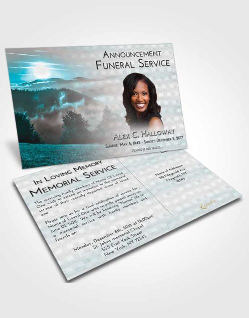 Funeral Announcement Card Template Loving Embrace Misty Forest