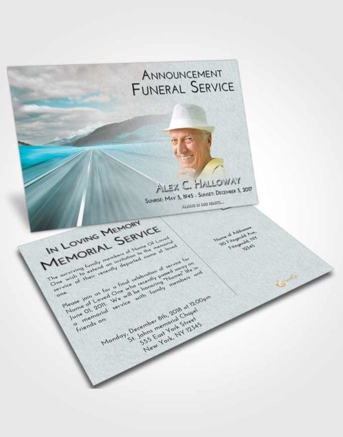 Funeral Announcement Card Template Loving Embrace Morning Highway