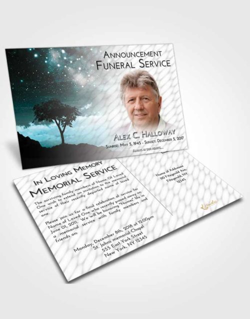 Funeral Announcement Card Template Loving Embrace Scenic Sky