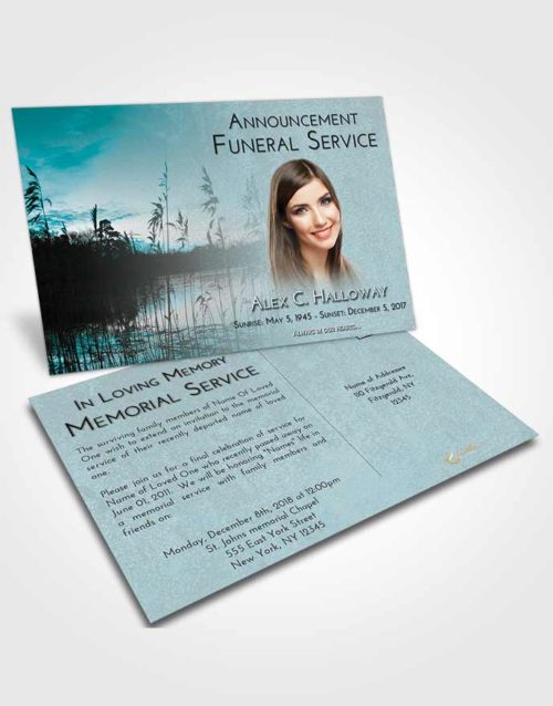 Funeral Announcement Card Template Loving Embrace Serenity Lake