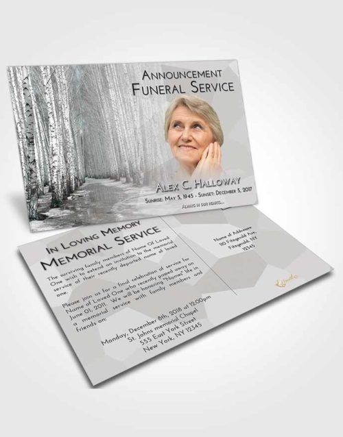 Funeral Announcement Card Template Loving Embrace Snowy Stream
