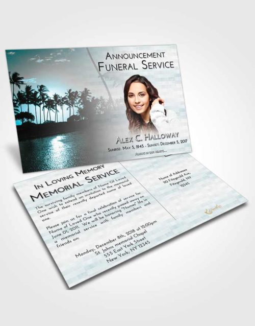 Funeral Announcement Card Template Loving Embrace Summer Palms