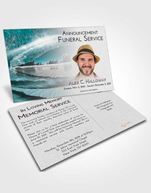 Funeral Announcement Card Template Loving Embrace Summer Waves