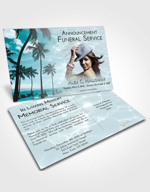 Funeral Announcement Card Template Loving Embrace Tropical Breeze