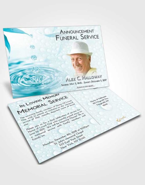 Funeral Announcement Card Template Loving Embrace Water Droplet