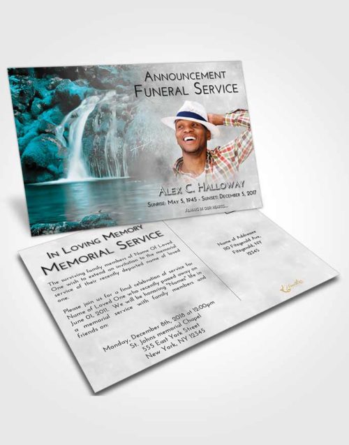 Funeral Announcement Card Template Loving Embrace Waterfall Clarity