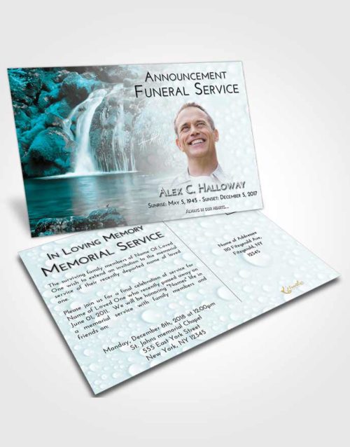 Funeral Announcement Card Template Loving Embrace Waterfall Paradise
