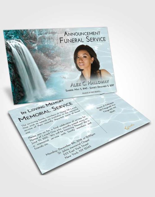 Funeral Announcement Card Template Loving Embrace Waterfall Serenity