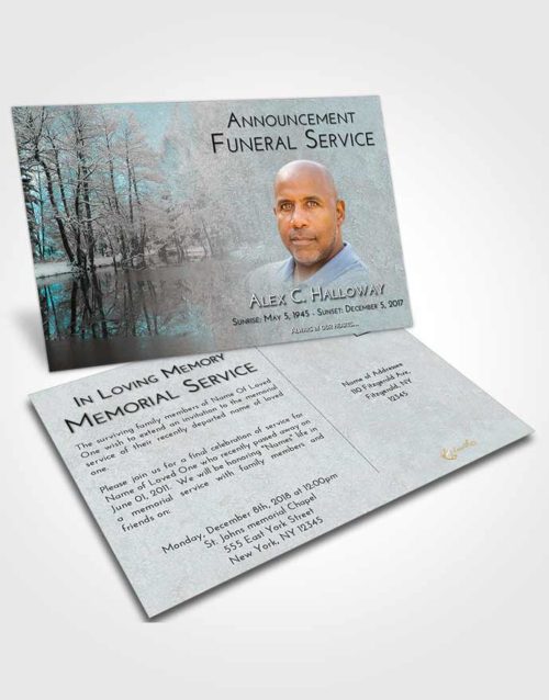 Funeral Announcement Card Template Loving Embrace Winter Pond