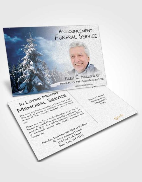 Funeral Announcement Card Template Loving Embrace Winter Wonderland