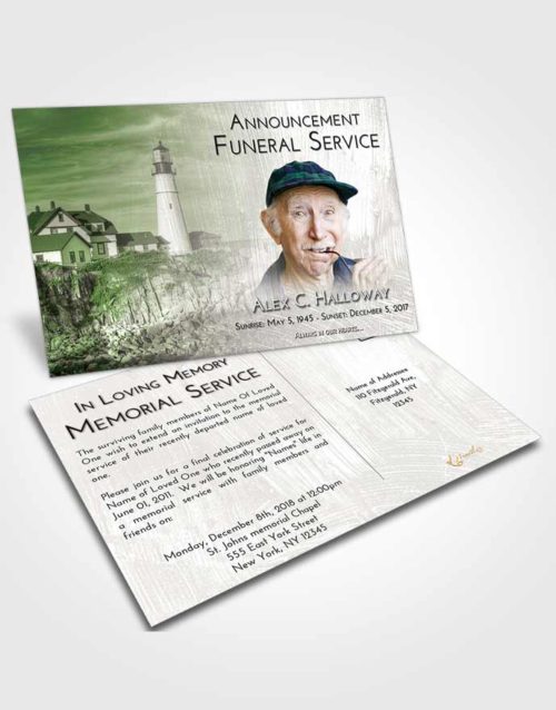 Funeral Announcement Card Template Loving Lighthouse Journey