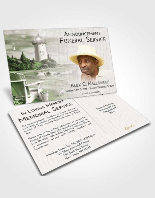 Funeral Announcement Card Template Loving Lighthouse Laughter