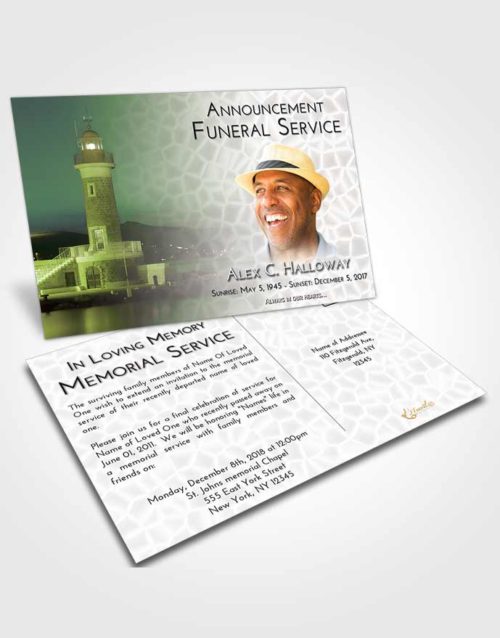 Funeral Announcement Card Template Loving Lighthouse Majesty