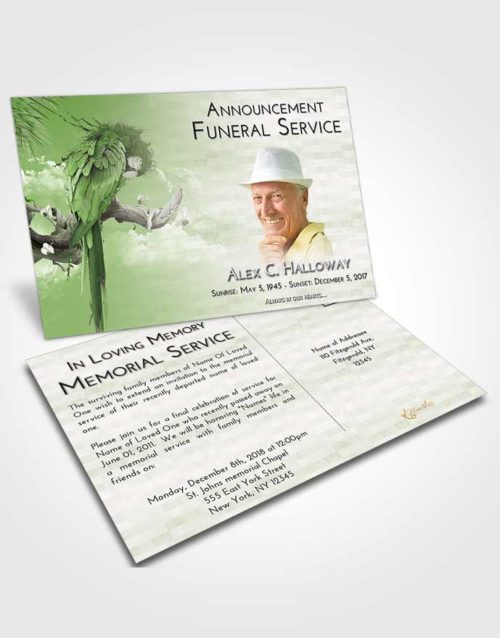 Funeral Announcement Card Template Loving Magical Parrot