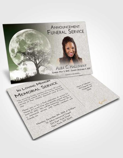 Funeral Announcement Card Template Loving Moon Peace