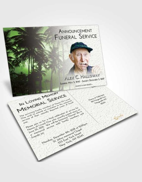 Funeral Announcement Card Template Loving Palm Paradise