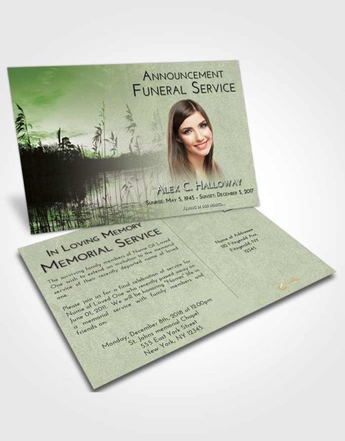 Funeral Announcement Card Template Loving Serenity Lake