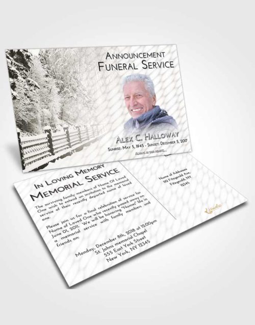 Funeral Announcement Card Template Loving Snow Walk