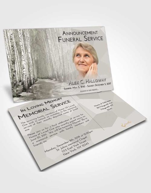 Funeral Announcement Card Template Loving Snowy Stream