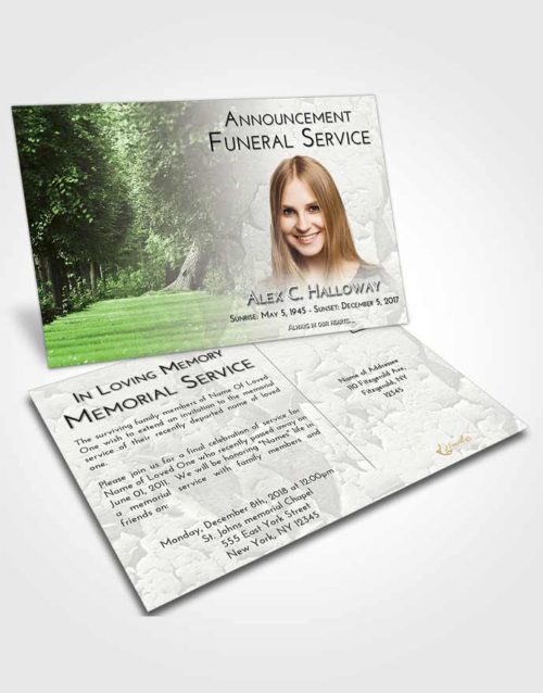 Funeral Announcement Card Template Loving Summer Forest
