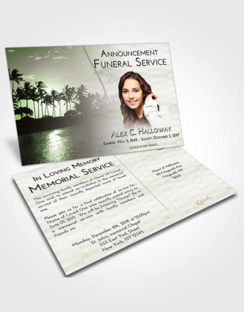 Funeral Announcement Card Template Loving Summer Palms