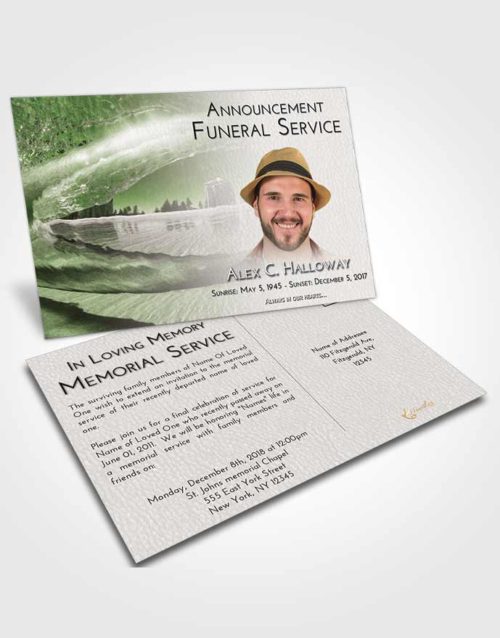 Funeral Announcement Card Template Loving Summer Waves