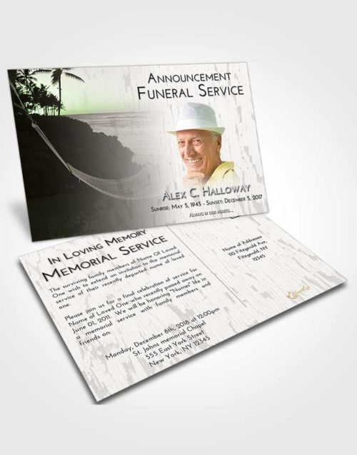 Funeral Announcement Card Template Loving Sunset in a Hammock