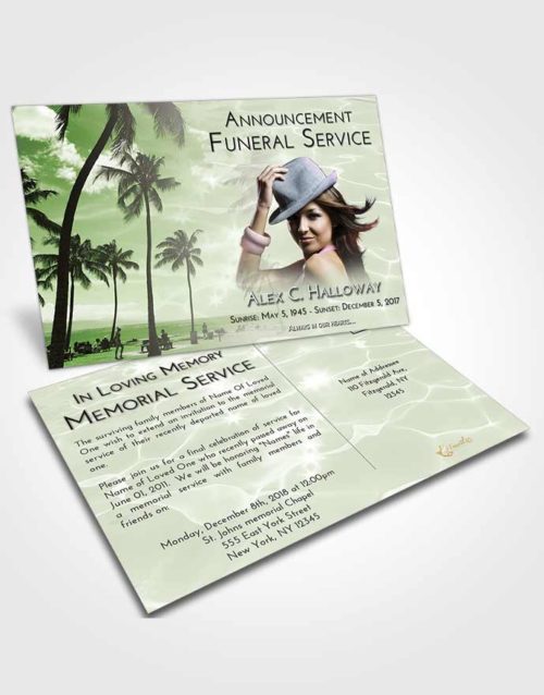 Funeral Announcement Card Template Loving Tropical Breeze