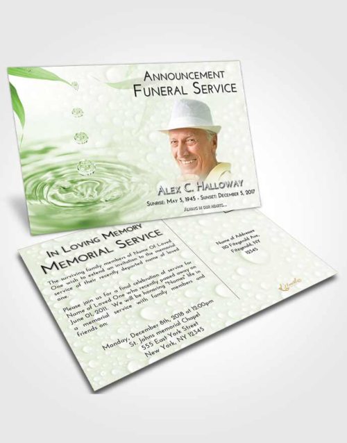 Funeral Announcement Card Template Loving Water Droplet