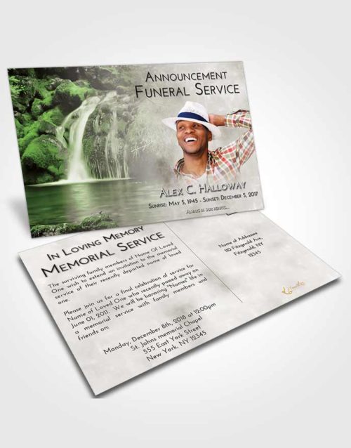 Funeral Announcement Card Template Loving Waterfall Clarity