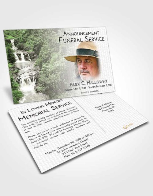 Funeral Announcement Card Template Loving Waterfall Liberty