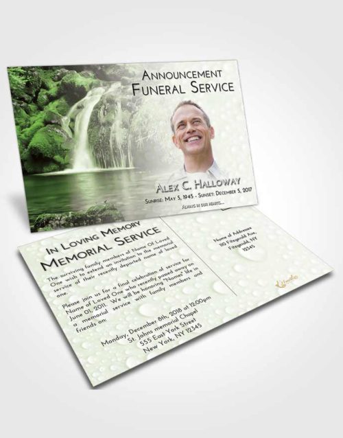 Funeral Announcement Card Template Loving Waterfall Paradise