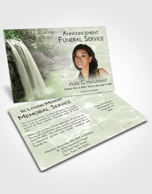 Funeral Announcement Card Template Loving Waterfall Serenity