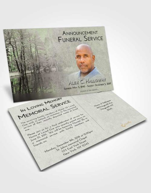 Funeral Announcement Card Template Loving Winter Pond