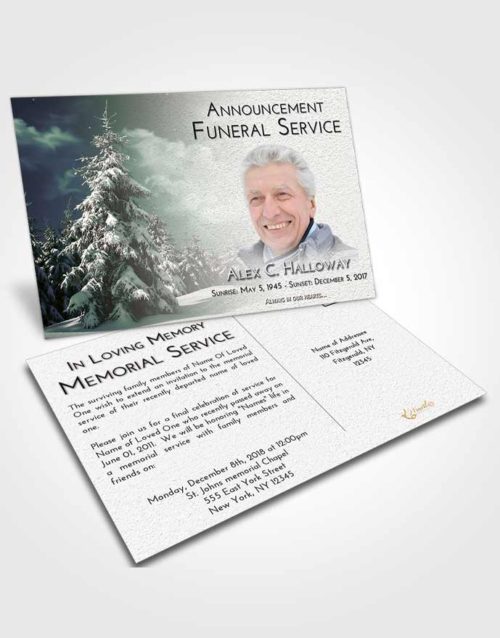 Funeral Announcement Card Template Loving Winter Wonderland